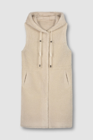 Reversible long hooded waistco Stone -