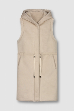 Reversible long hooded waistco Stone -