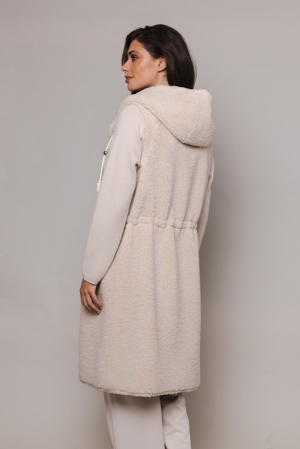 Reversible long hooded waistco Stone -