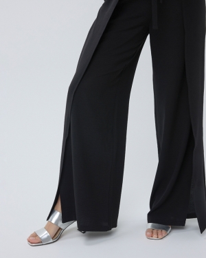 Trousers overlap wide crinkle 000 Black