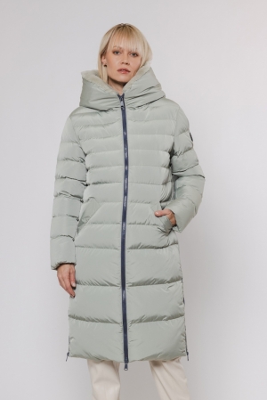 Long padded hooded coat with f Artichoke -