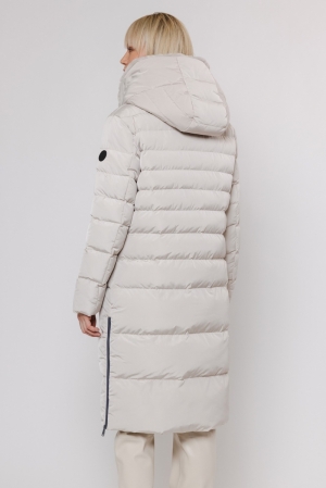 Long padded hooded coat with f Stone -