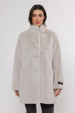 Single breasted fake fur coat Birch -