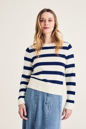 PULL LANGE MOUWEN 057 CREAM+BLUE