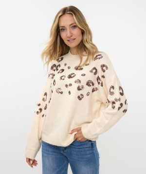 Sweater animal sequins 125  Beige -