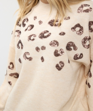 Sweater animal sequins 125  Beige -