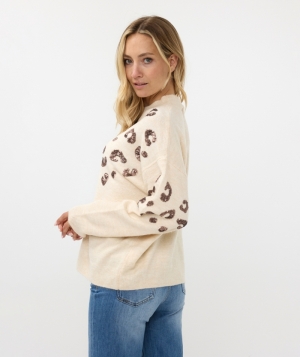 Sweater animal sequins 125  Beige -