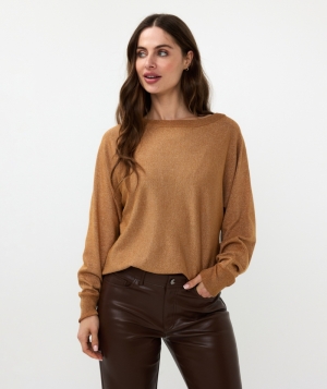 Sweater batwing lurex 189  Caramel -